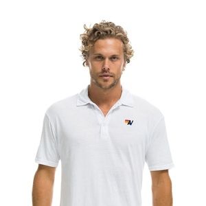 White cotton short sleeve polo size large nwt